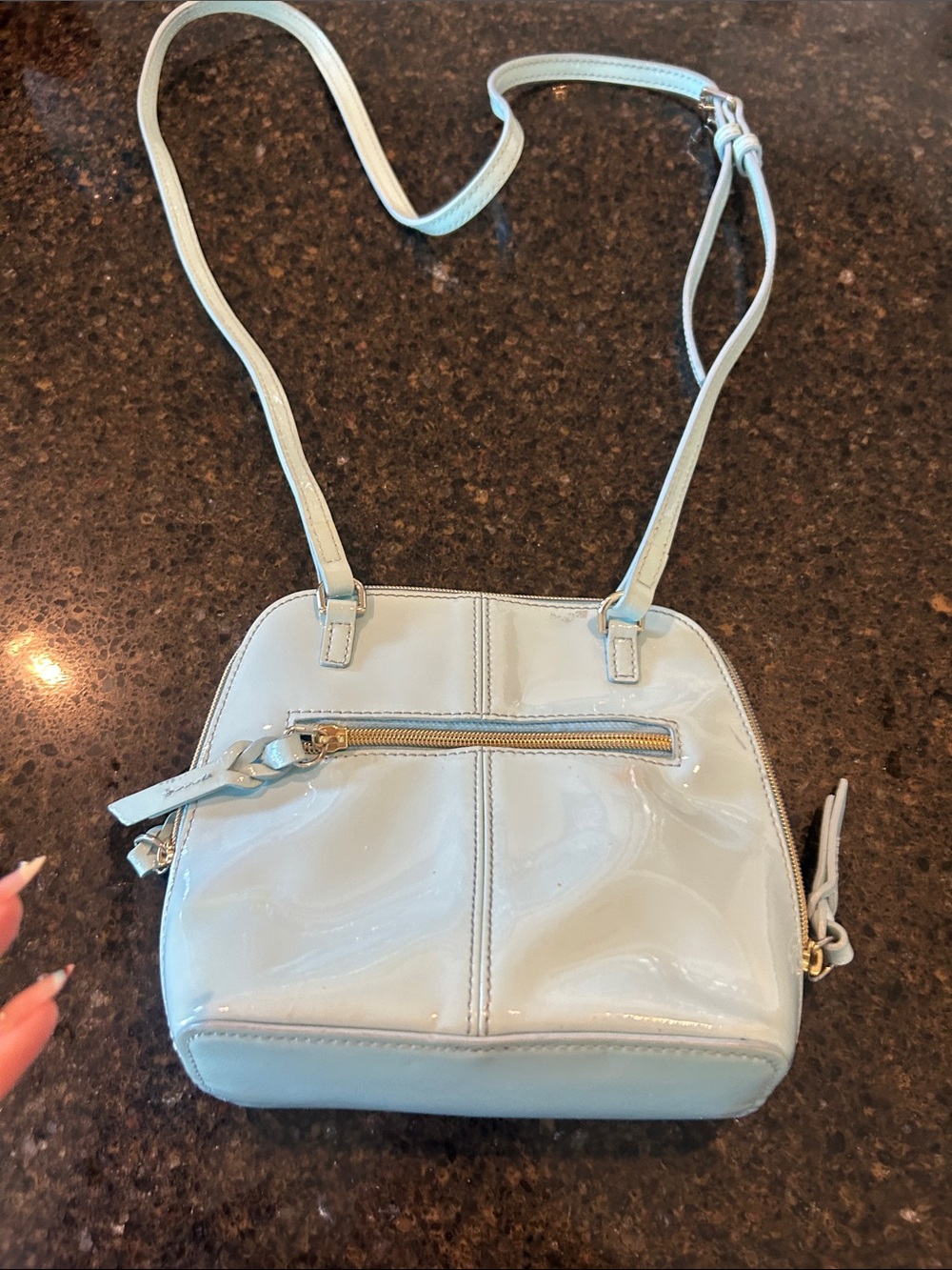 Dooney & Bourke Light Blue Patent Crossbody Bag - Picture 6 of 8